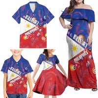 Personalised Philippines Billiards Family Matching Off Shoulder Maxi Dress and Hawaiian Shirt Cue With Balls Flag Style - Wonder Print Shop