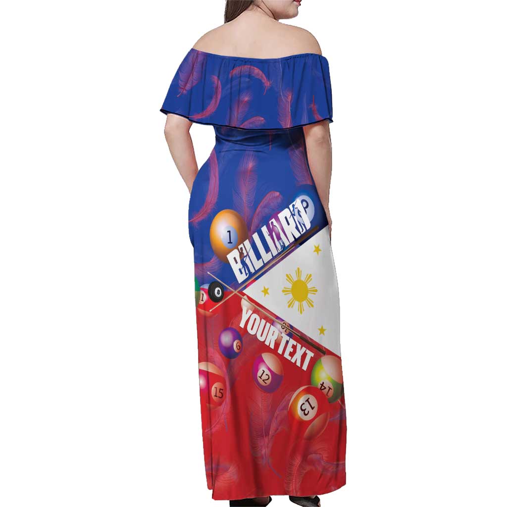 Personalised Philippines Billiards Family Matching Off Shoulder Maxi Dress and Hawaiian Shirt Cue With Balls Flag Style - Wonder Print Shop