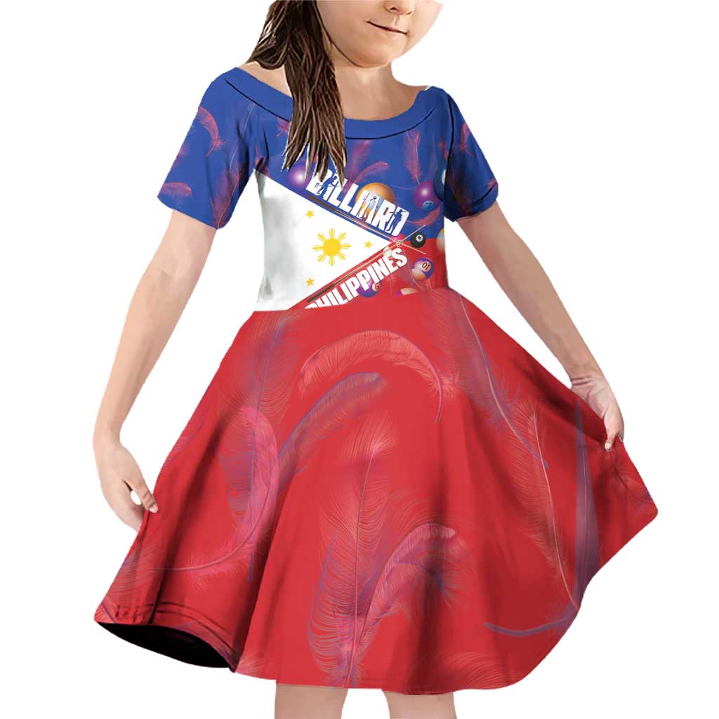 Personalised Philippines Billiards Family Matching Off Shoulder Short Dress and Hawaiian Shirt Cue With Balls Flag Style - Wonder Print Shop