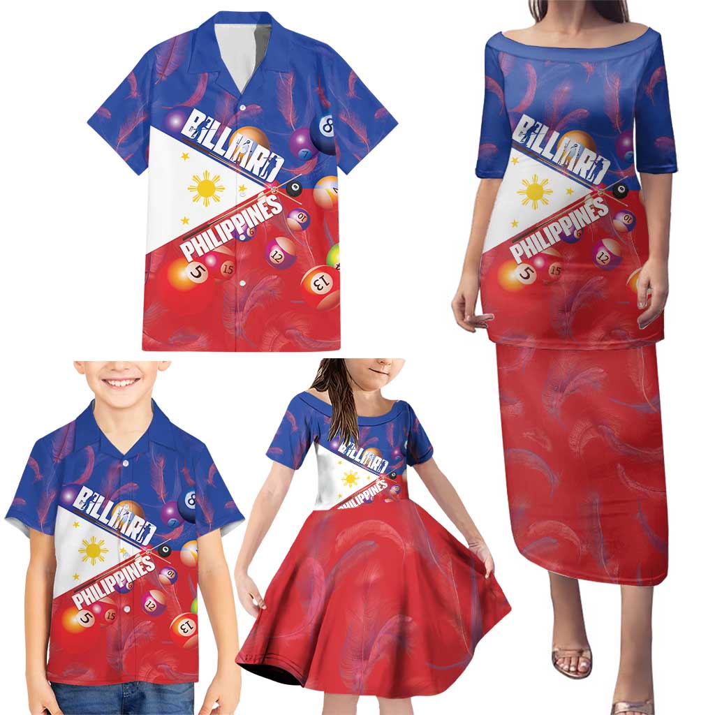 Personalised Philippines Billiards Family Matching Puletasi and Hawaiian Shirt Cue With Balls Flag Style - Wonder Print Shop
