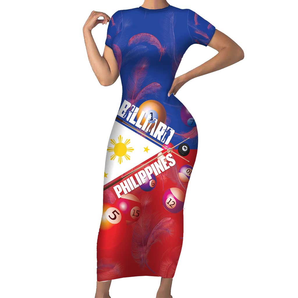 Personalised Philippines Billiards Family Matching Short Sleeve Bodycon Dress and Hawaiian Shirt Cue With Balls Flag Style - Wonder Print Shop