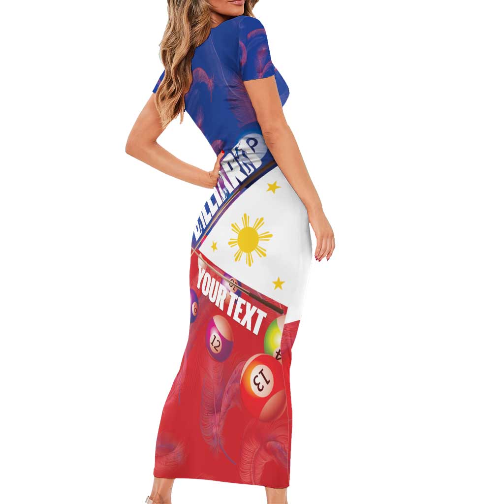 Personalised Philippines Billiards Family Matching Short Sleeve Bodycon Dress and Hawaiian Shirt Cue With Balls Flag Style - Wonder Print Shop