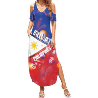 Personalised Philippines Billiards Family Matching Summer Maxi Dress and Hawaiian Shirt Cue With Balls Flag Style - Wonder Print Shop