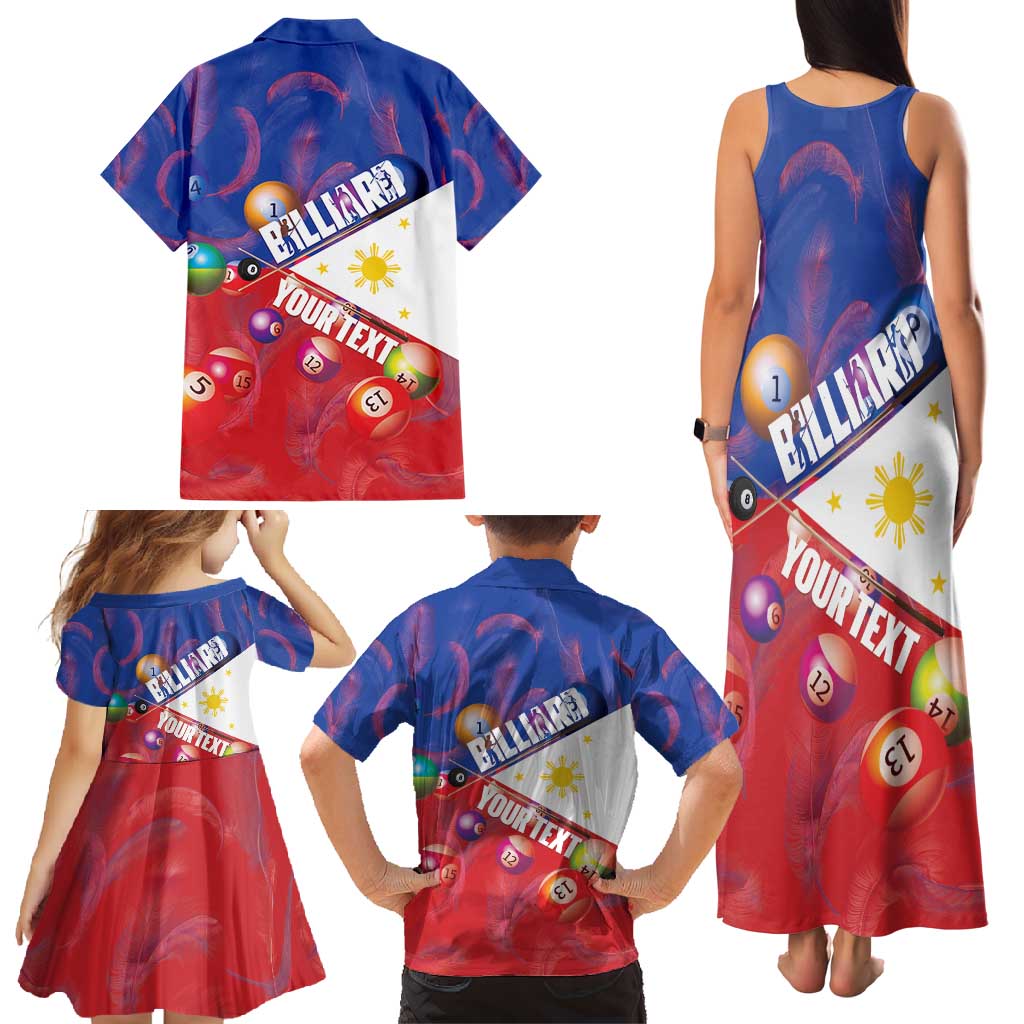 Personalised Philippines Billiards Family Matching Tank Maxi Dress and Hawaiian Shirt Cue With Balls Flag Style - Wonder Print Shop