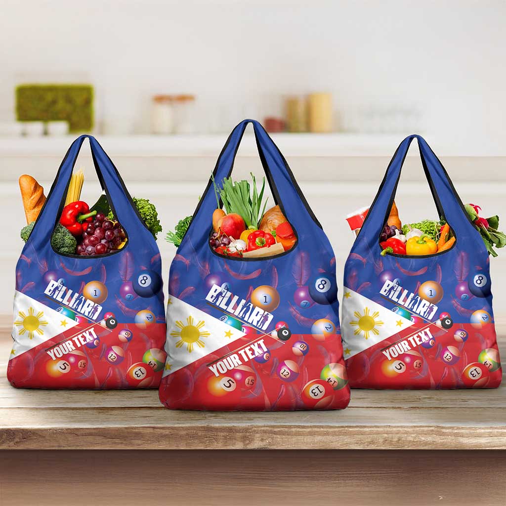 Personalised Philippines Billiards Grocery Bag Cue With Balls Flag Style - Wonder Print Shop