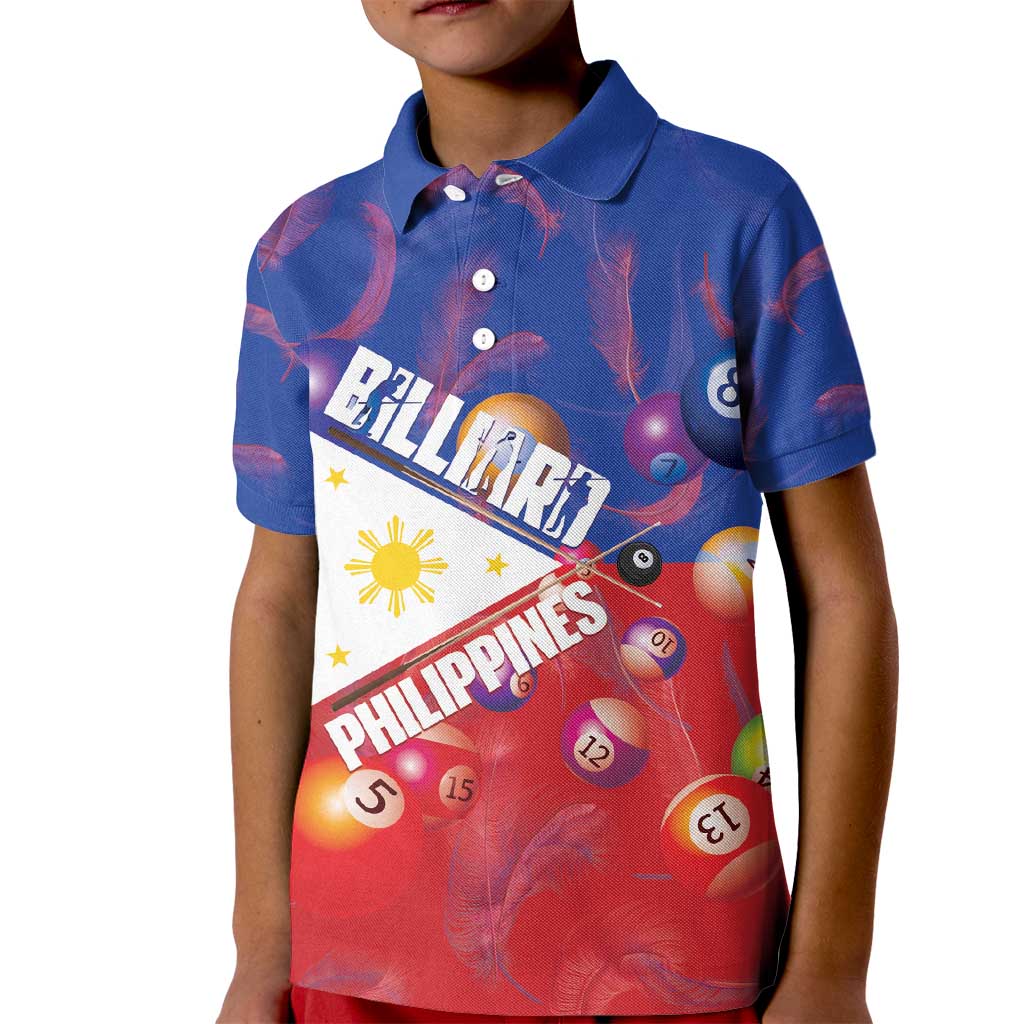 Personalised Philippines Billiards Kid Polo Shirt Cue With Balls Flag Style - Wonder Print Shop