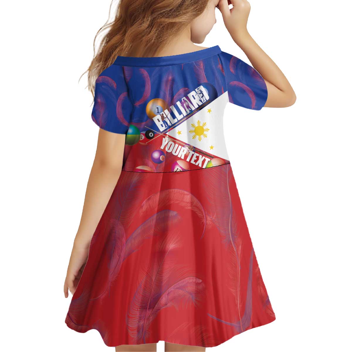 Personalised Philippines Billiards Kid Short Sleeve Dress Cue With Balls Flag Style - Wonder Print Shop