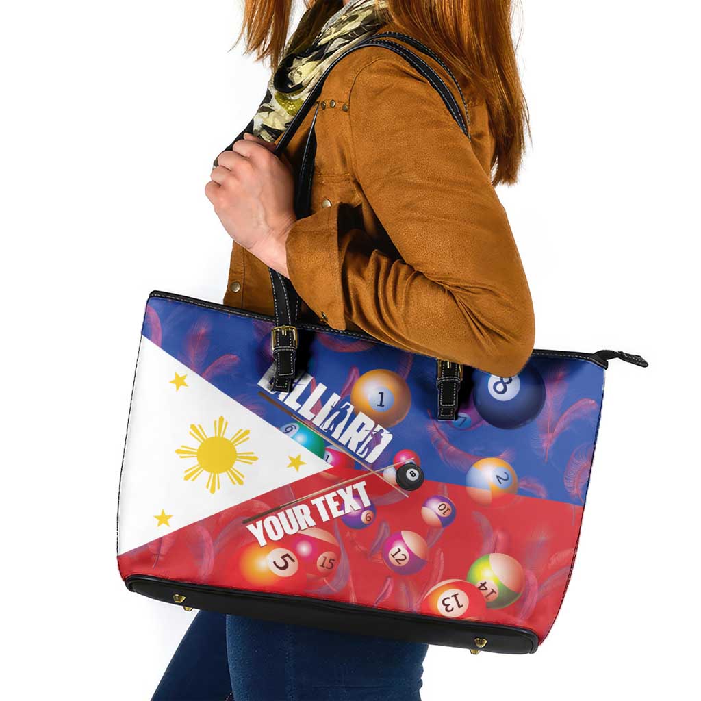 Personalised Philippines Billiards Leather Tote Bag Cue With Balls Flag Style - Wonder Print Shop