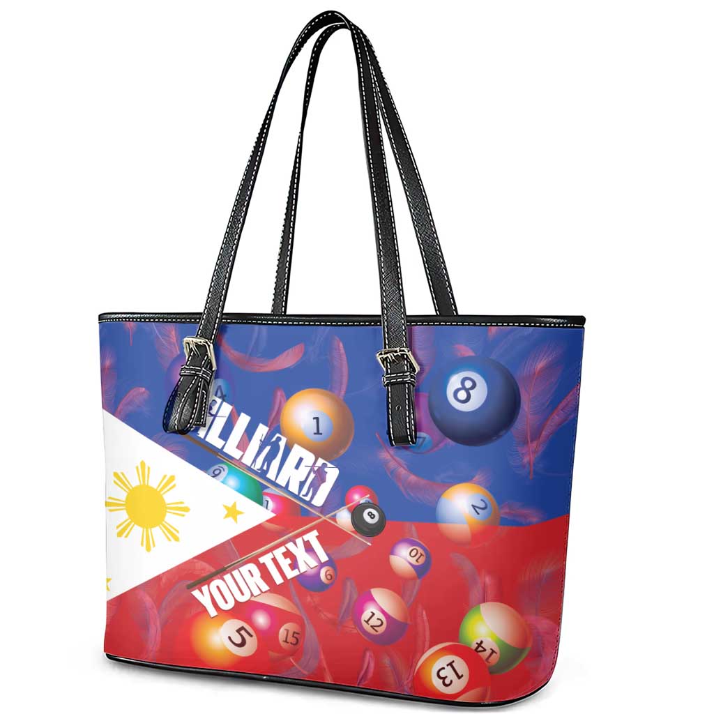 Personalised Philippines Billiards Leather Tote Bag Cue With Balls Flag Style - Wonder Print Shop