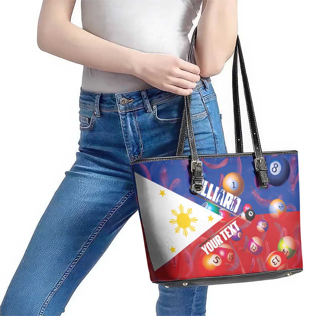 Personalised Philippines Billiards Leather Tote Bag Cue With Balls Flag Style - Wonder Print Shop