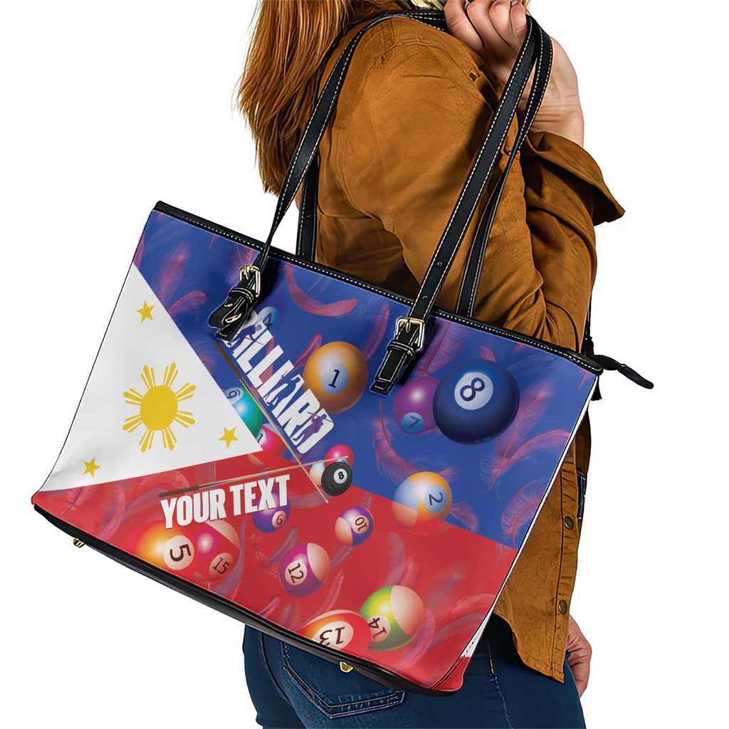 Personalised Philippines Billiards Leather Tote Bag Cue With Balls Flag Style - Wonder Print Shop