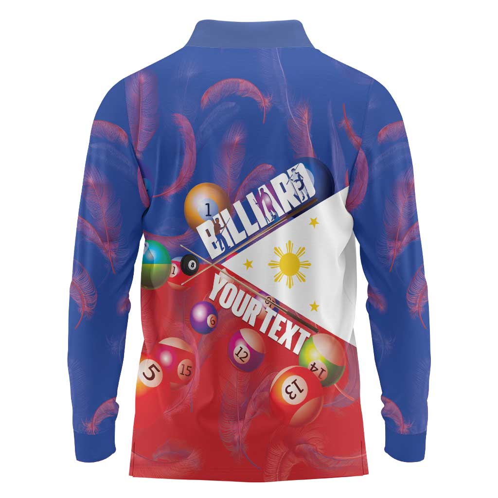 Personalised Philippines Billiards Long Sleeve Polo Shirt Cue With Balls Flag Style - Wonder Print Shop