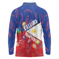 Personalised Philippines Billiards Long Sleeve Polo Shirt Cue With Balls Flag Style - Wonder Print Shop