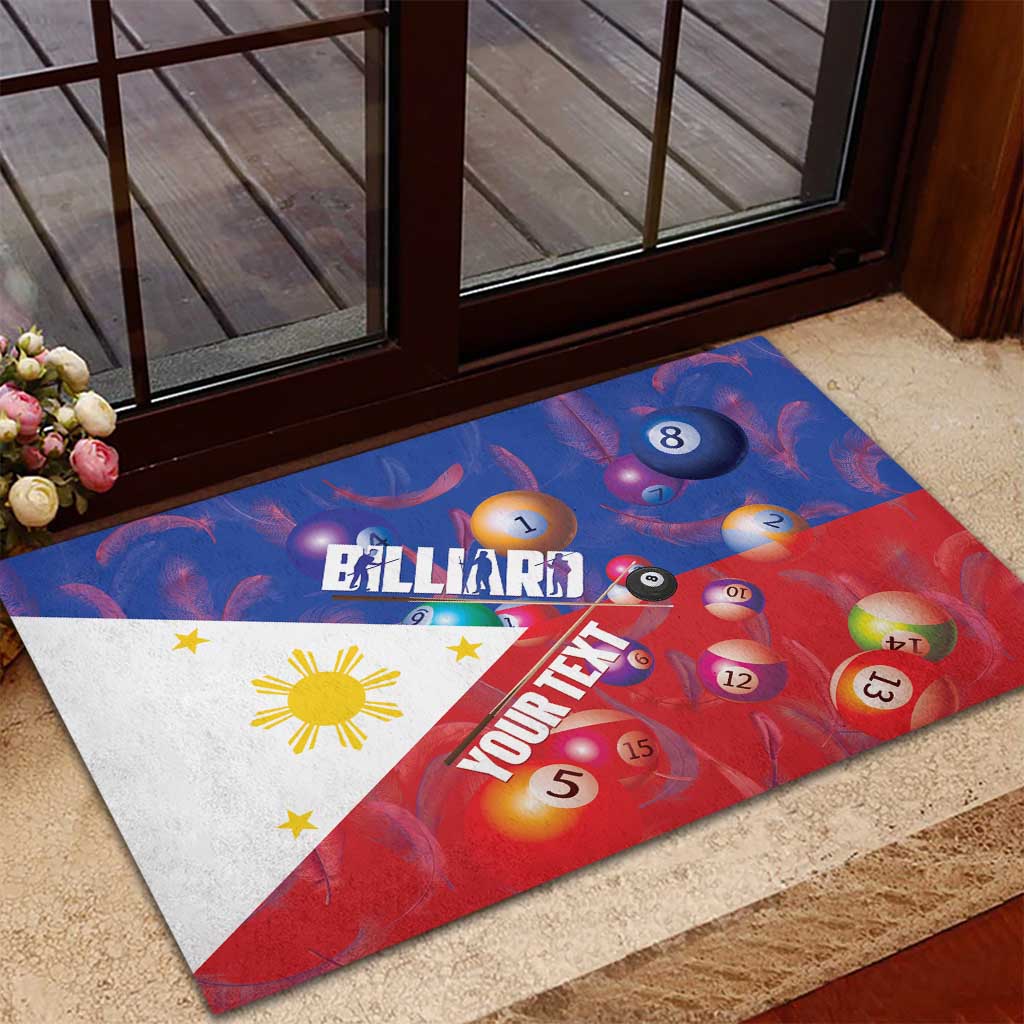 Personalised Philippines Billiards Rubber Doormat Cue With Balls Flag Style - Wonder Print Shop
