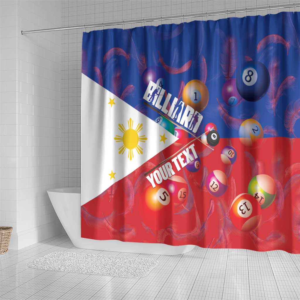 Personalised Philippines Billiards Shower Curtain Cue With Balls Flag Style - Wonder Print Shop