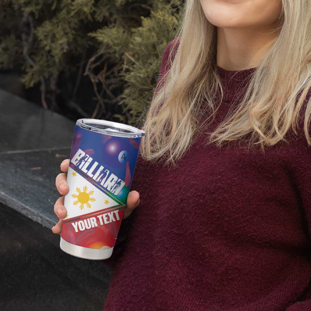 Personalised Philippines Billiards Tumbler Cup Cue With Balls Flag Style - Wonder Print Shop