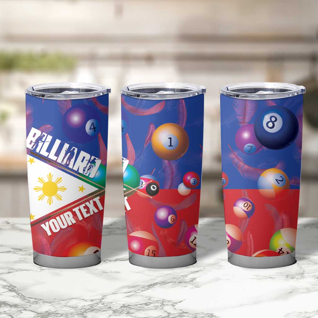 Personalised Philippines Billiards Tumbler Cup Cue With Balls Flag Style - Wonder Print Shop
