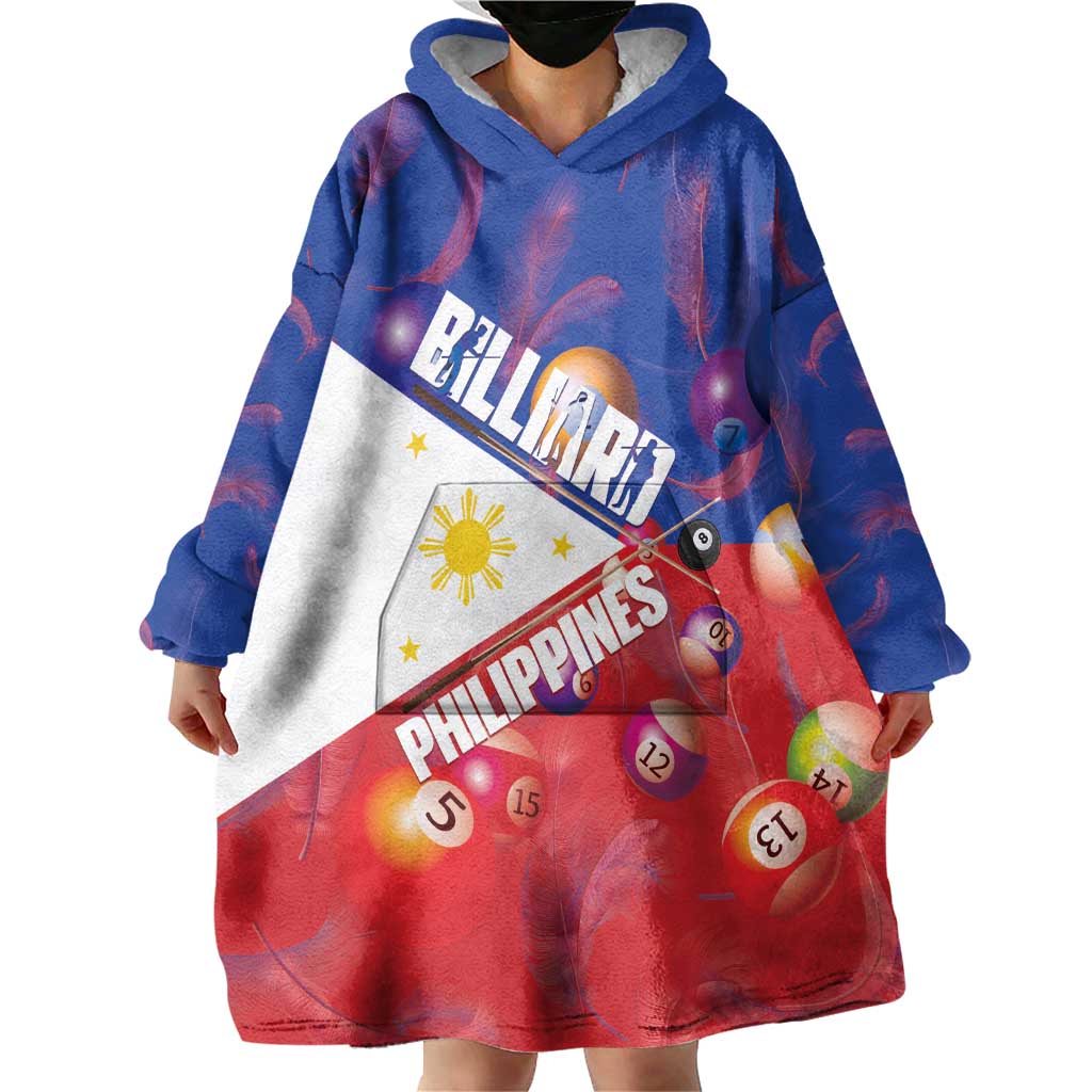 Personalised Philippines Billiards Wearable Blanket Hoodie Cue With Balls Flag Style - Wonder Print Shop