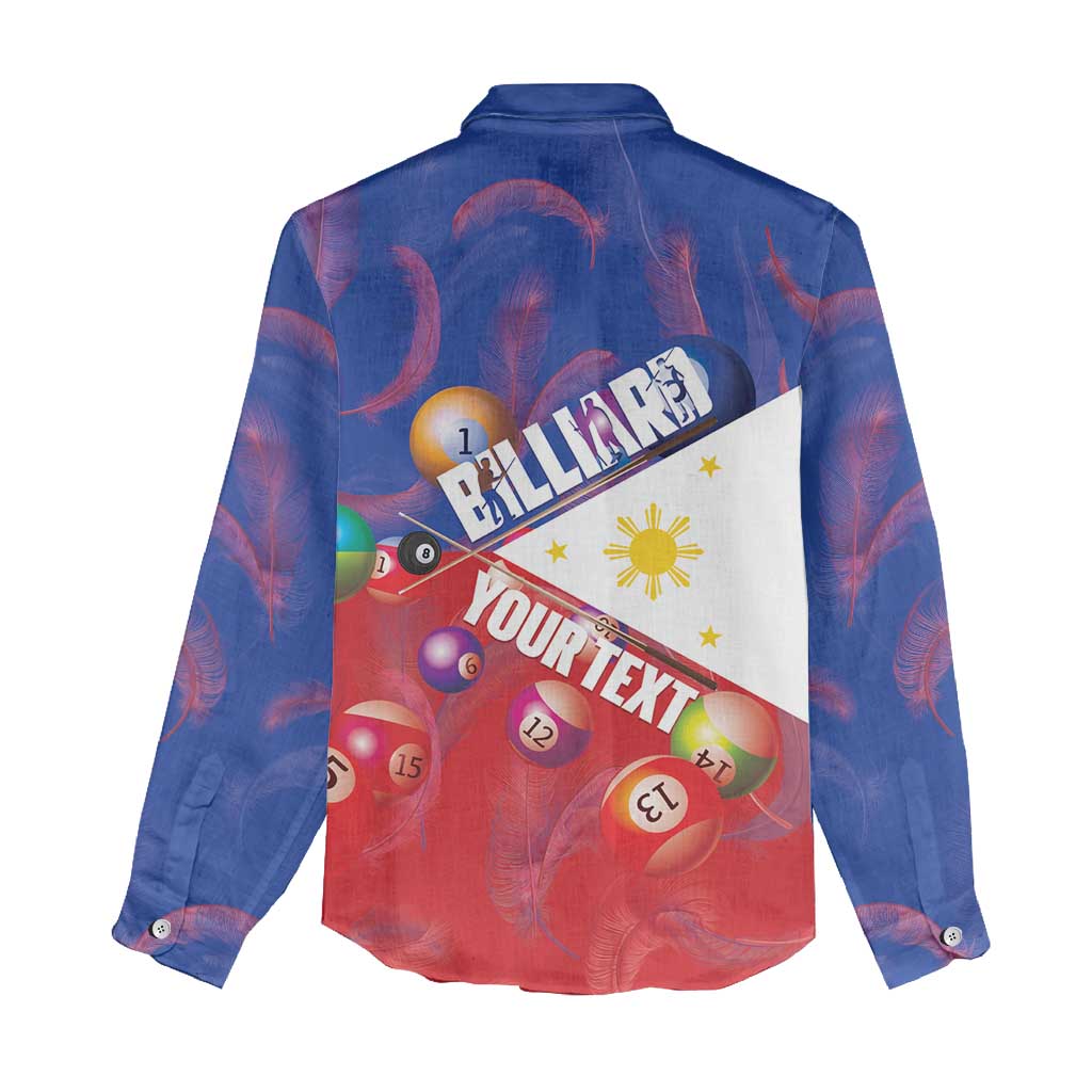 Personalised Philippines Billiards Women Casual Shirt Cue With Balls Flag Style - Wonder Print Shop