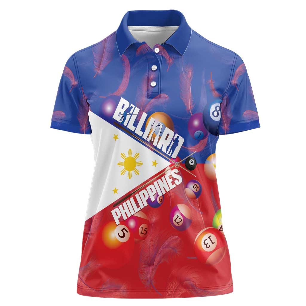 Personalised Philippines Billiards Women Polo Shirt Cue With Balls Flag Style - Wonder Print Shop