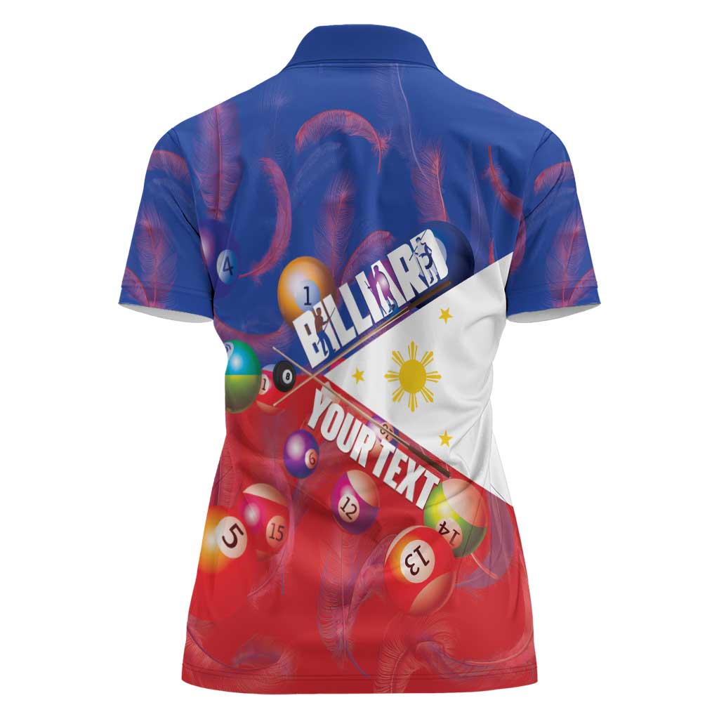 Personalised Philippines Billiards Women Polo Shirt Cue With Balls Flag Style - Wonder Print Shop