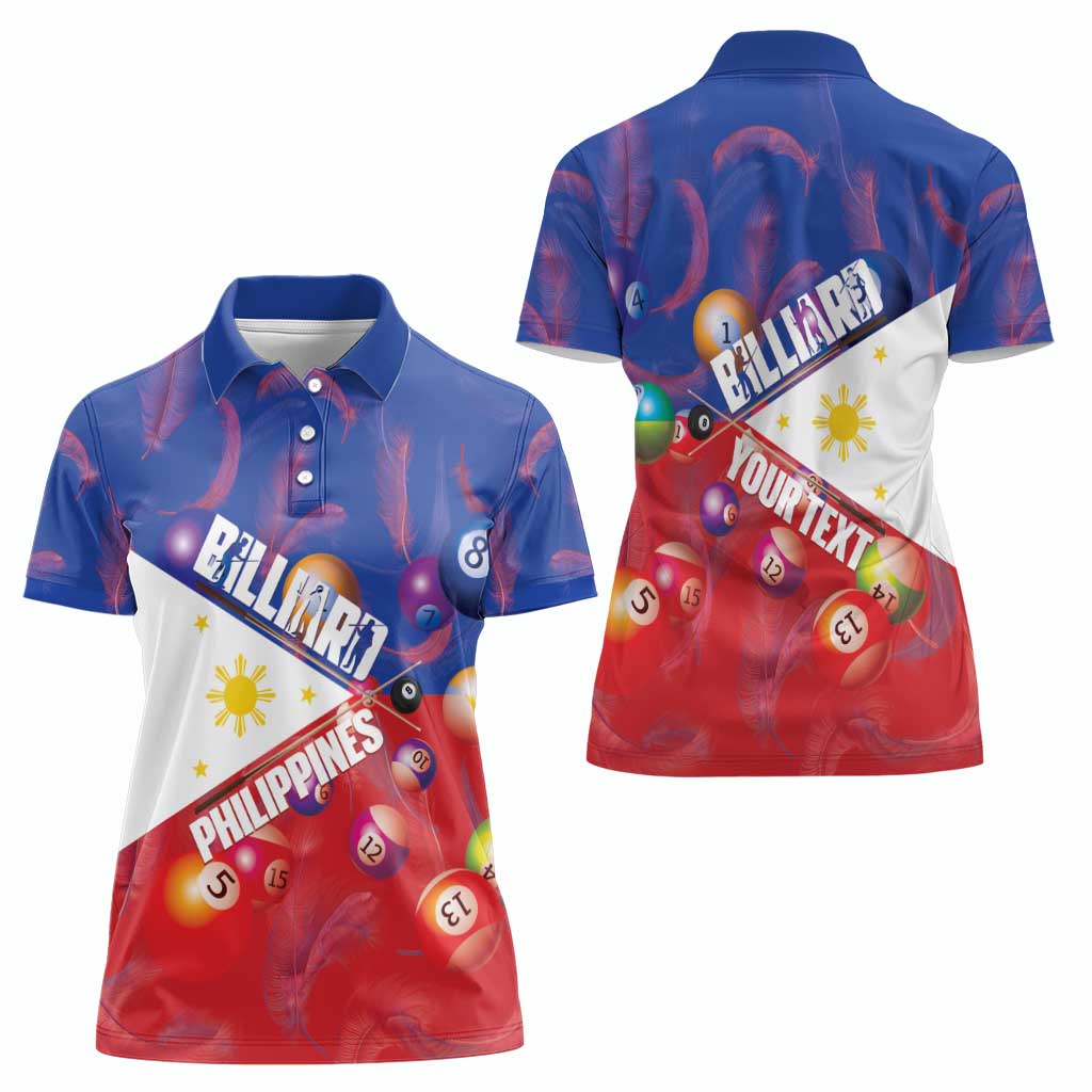 Personalised Philippines Billiards Women Polo Shirt Cue With Balls Flag Style - Wonder Print Shop