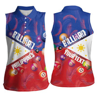 Personalised Philippines Billiards Women Sleeveless Polo Shirt Cue With Balls Flag Style - Wonder Print Shop