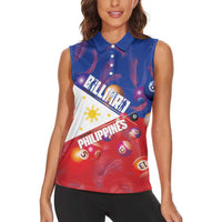 Personalised Philippines Billiards Women Sleeveless Polo Shirt Cue With Balls Flag Style - Wonder Print Shop