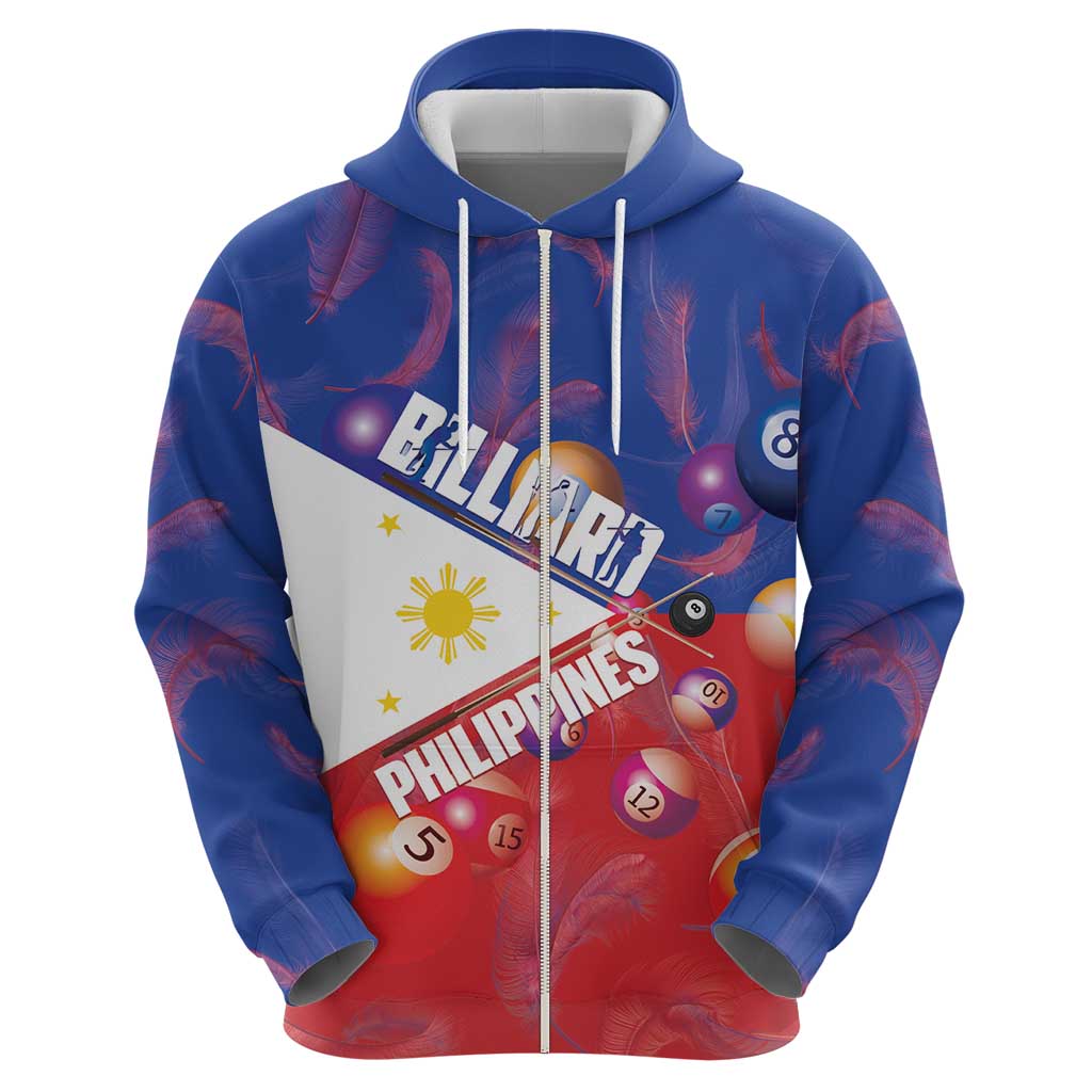 Personalised Philippines Billiards Zip Hoodie Cue With Balls Flag Style - Wonder Print Shop