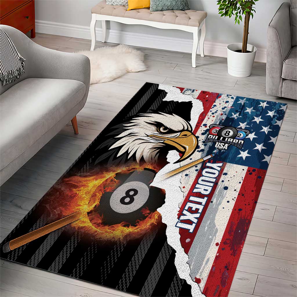 Personalized United States Billiards Area Rug Eagle On Fire 8 Ball - Wonder Print Shop