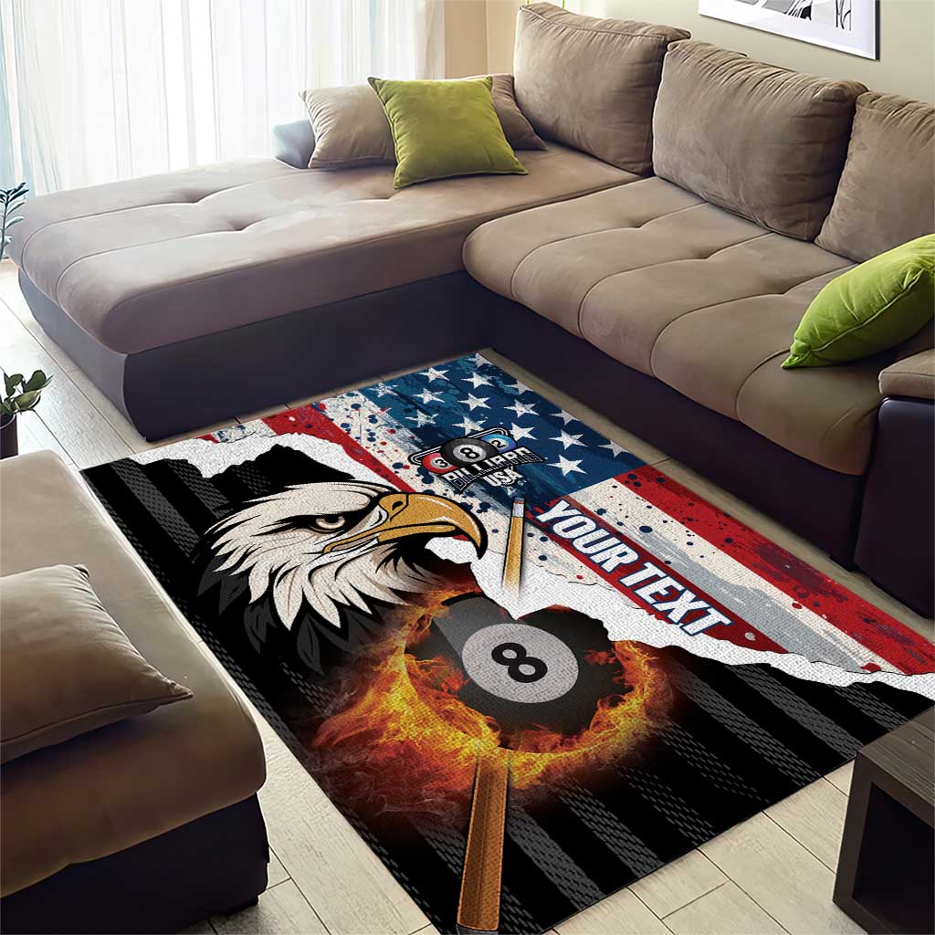 Personalized United States Billiards Area Rug Eagle On Fire 8 Ball - Wonder Print Shop