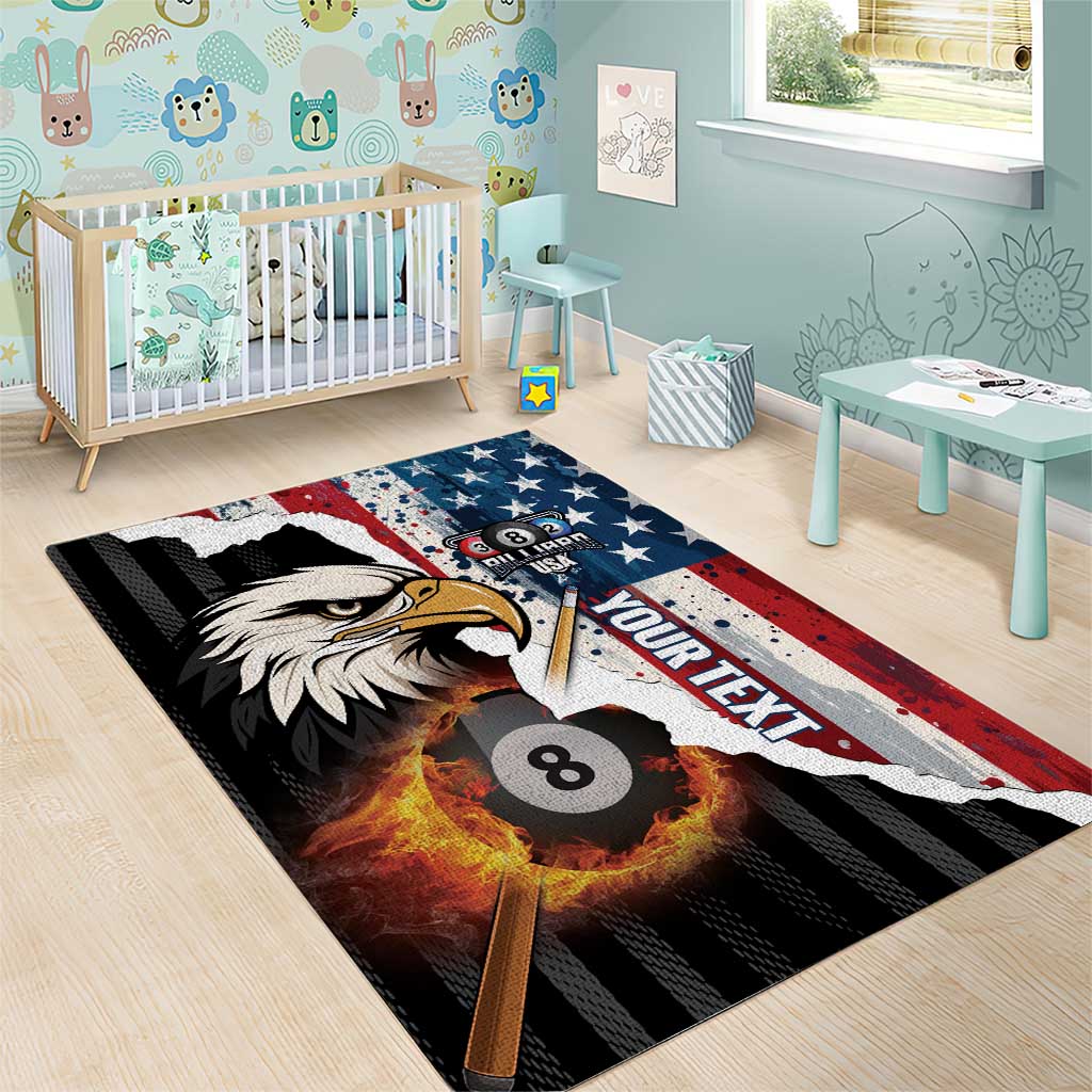 Personalized United States Billiards Area Rug Eagle On Fire 8 Ball - Wonder Print Shop