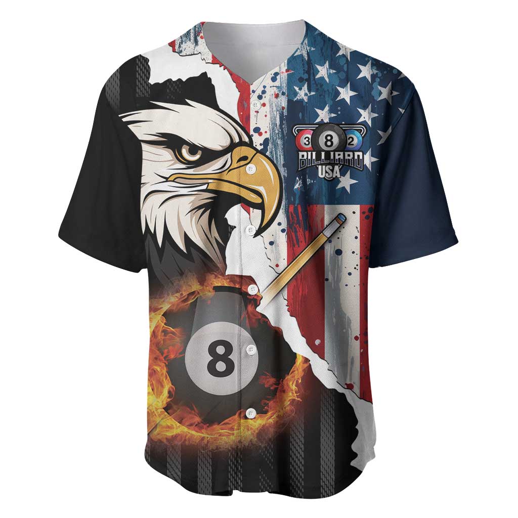 Personalized United States Billiards Baseball Jersey Eagle On Fire 8 Ball - Wonder Print Shop
