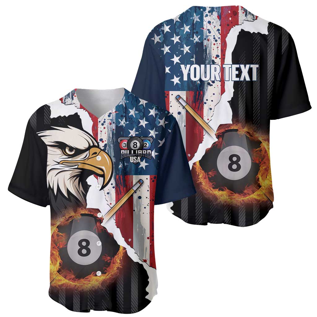 Personalized United States Billiards Baseball Jersey Eagle On Fire 8 Ball - Wonder Print Shop