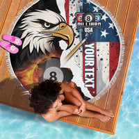 Personalized United States Billiards Beach Blanket Eagle On Fire 8 Ball - Wonder Print Shop