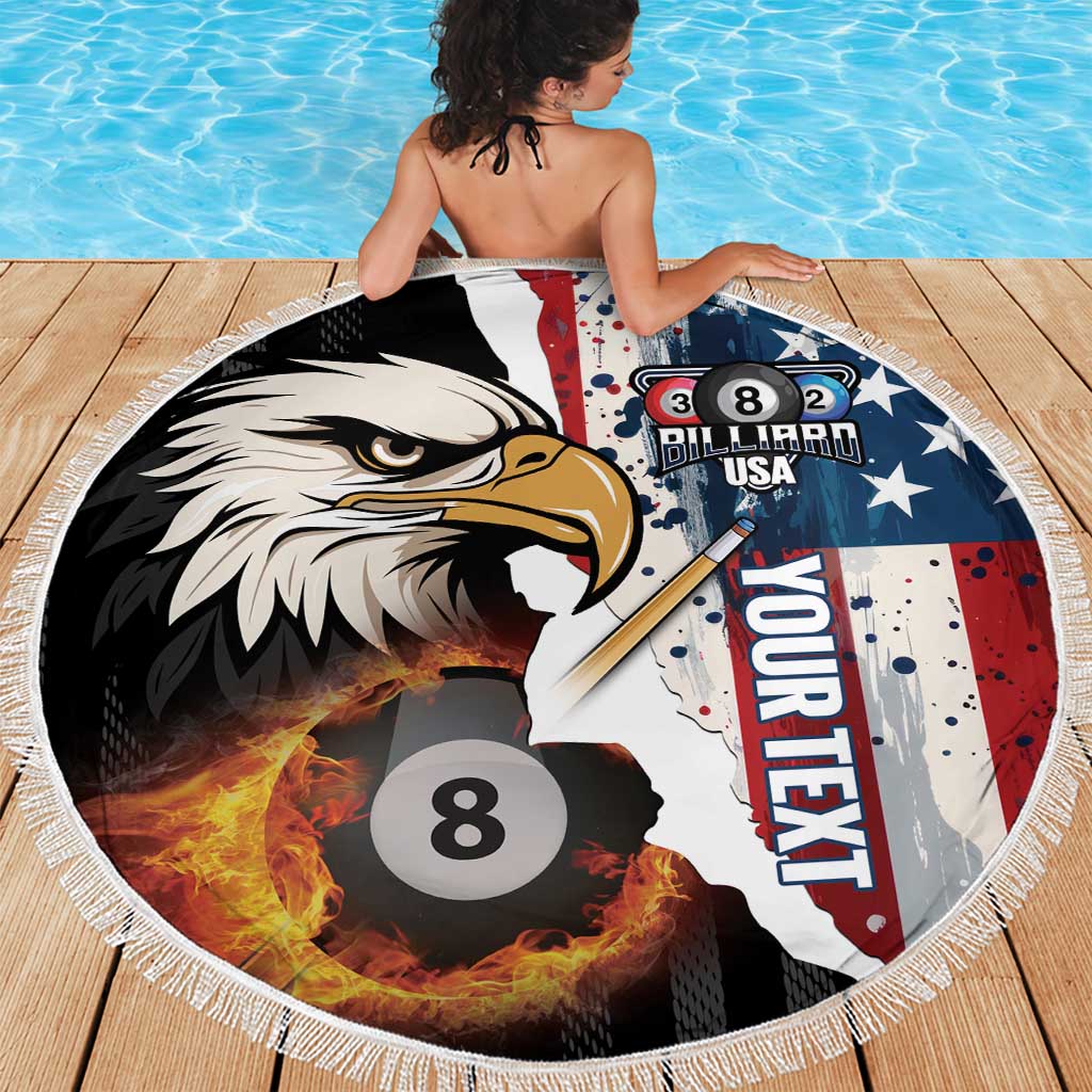 Personalized United States Billiards Beach Blanket Eagle On Fire 8 Ball - Wonder Print Shop