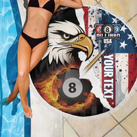 Personalized United States Billiards Beach Blanket Eagle On Fire 8 Ball - Wonder Print Shop