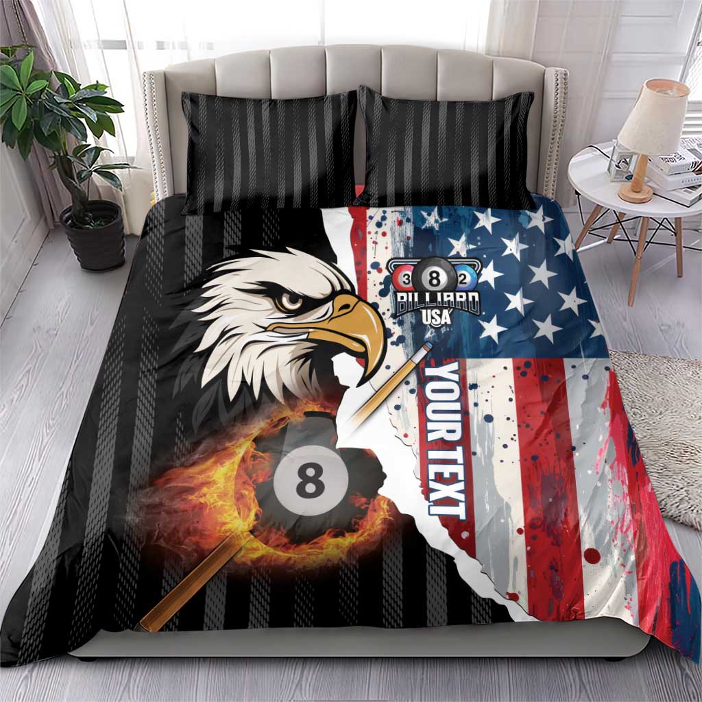 Personalized United States Billiards Bedding Set Eagle On Fire 8 Ball - Wonder Print Shop