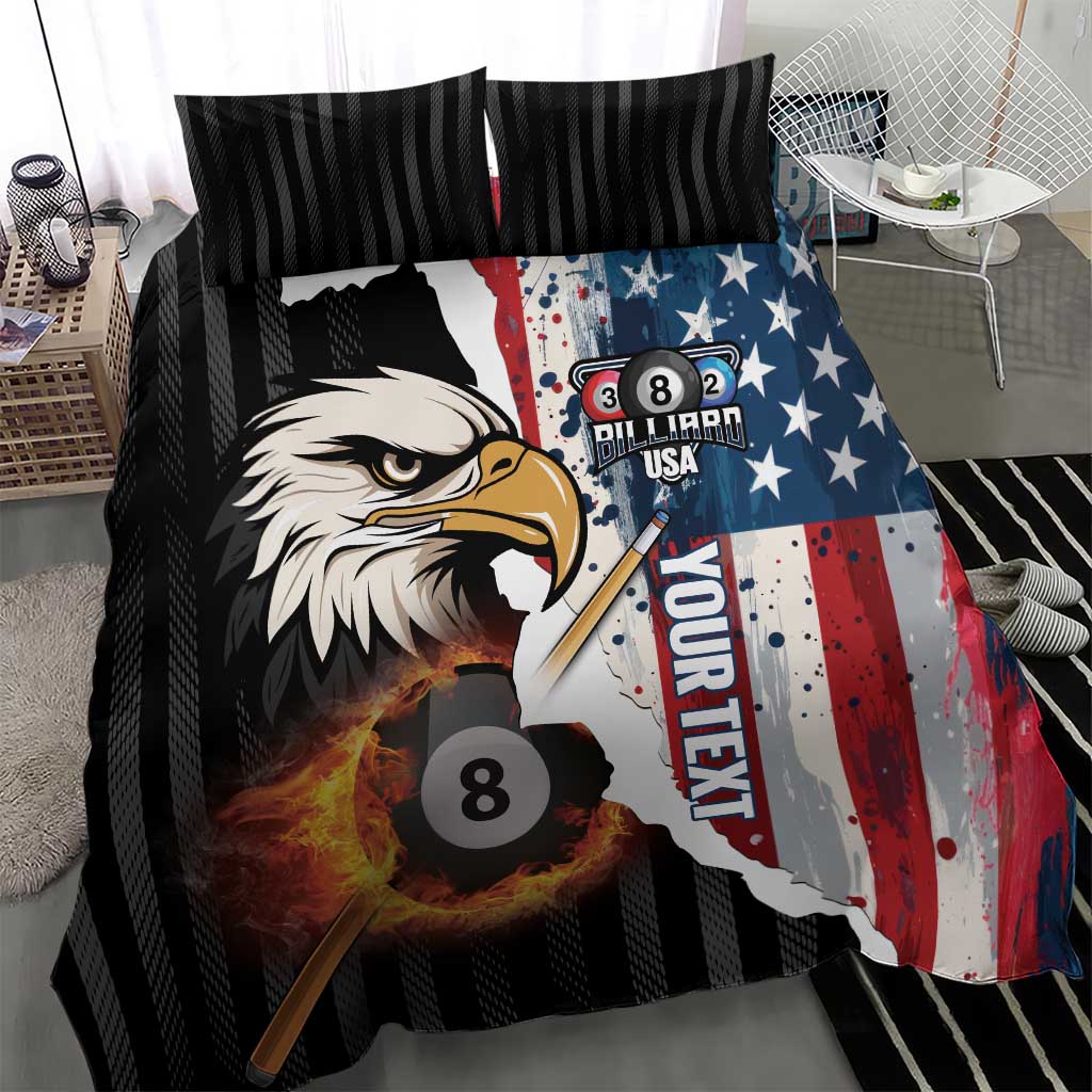 Personalized United States Billiards Bedding Set Eagle On Fire 8 Ball - Wonder Print Shop