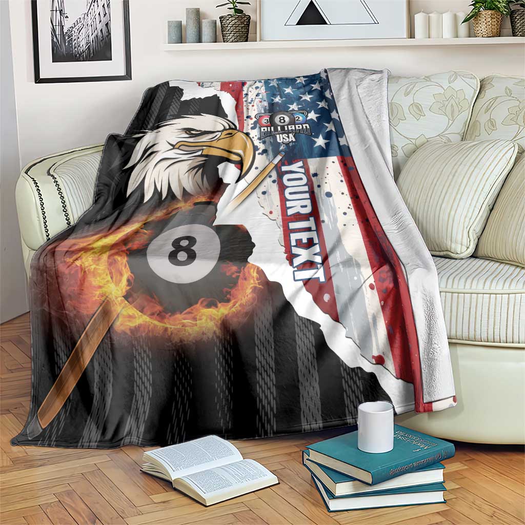 Personalized United States Billiards Blanket Eagle On Fire 8 Ball - Wonder Print Shop