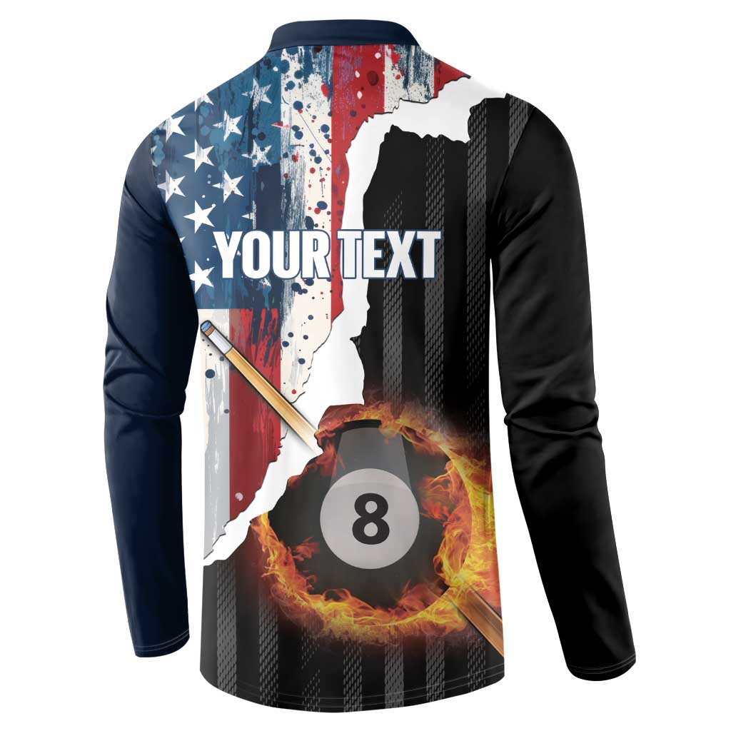 Personalized United States Billiards Button Sweatshirt Eagle On Fire 8 Ball - Wonder Print Shop