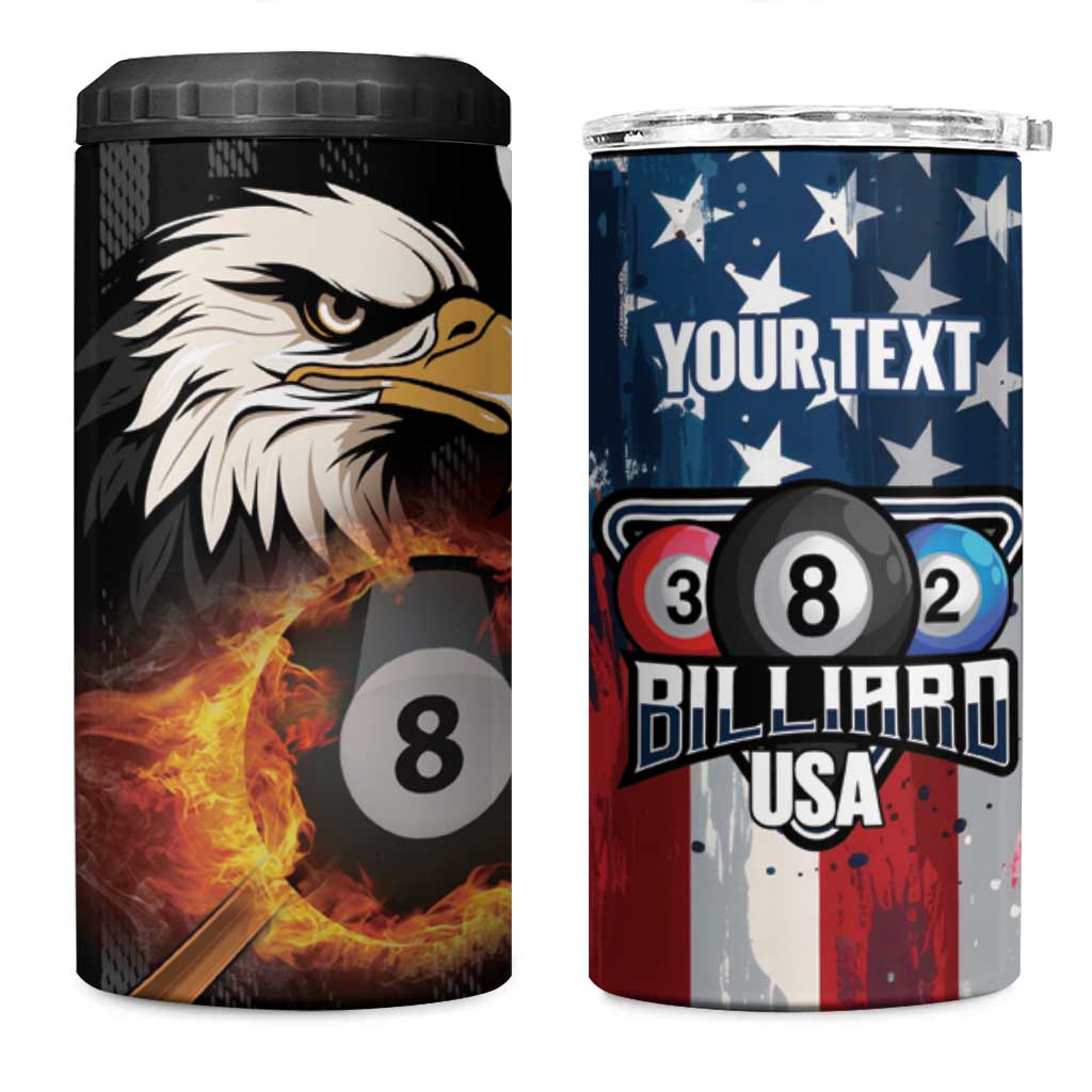 Personalized United States Billiards 4 in 1 Can Cooler Tumbler Eagle On Fire 8 Ball - Wonder Print Shop