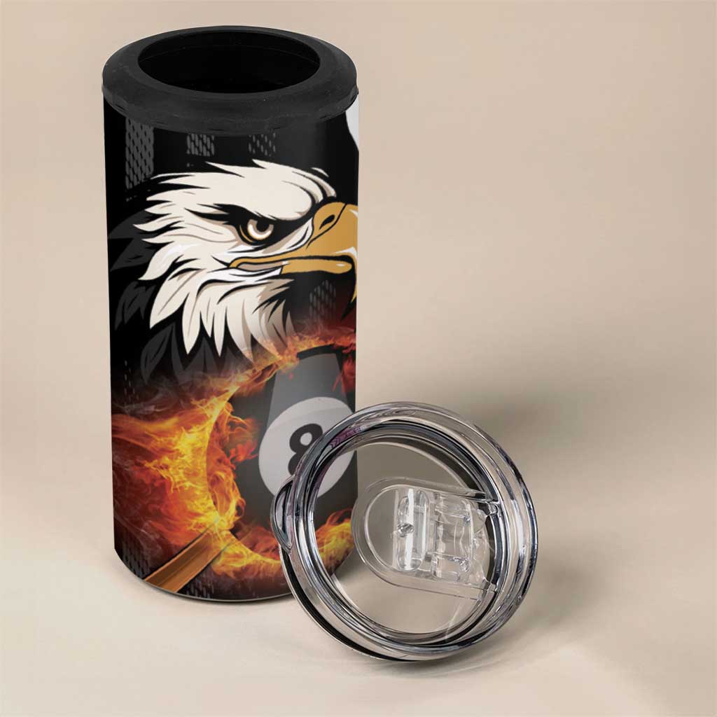 Personalized United States Billiards 4 in 1 Can Cooler Tumbler Eagle On Fire 8 Ball - Wonder Print Shop