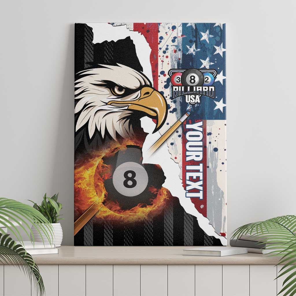 Personalized United States Billiards Canvas Wall Art Eagle On Fire 8 Ball - Wonder Print Shop