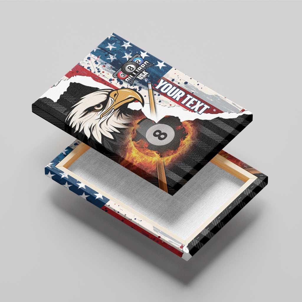 Personalized United States Billiards Canvas Wall Art Eagle On Fire 8 Ball - Wonder Print Shop