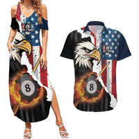 Personalized United States Billiards Couples Matching Summer Maxi Dress and Hawaiian Shirt Eagle On Fire 8 Ball - Wonder Print Shop