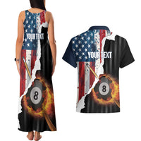 Personalized United States Billiards Couples Matching Tank Maxi Dress and Hawaiian Shirt Eagle On Fire 8 Ball - Wonder Print Shop