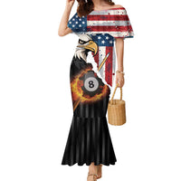 Personalized United States Billiards Family Matching Mermaid Dress and Hawaiian Shirt Eagle On Fire 8 Ball - Wonder Print Shop