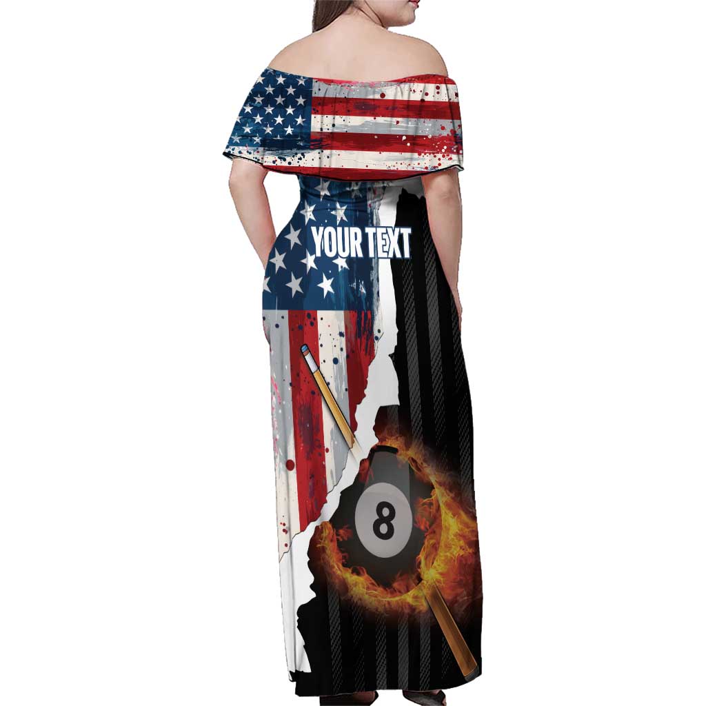 Personalized United States Billiards Family Matching Off Shoulder Maxi Dress and Hawaiian Shirt Eagle On Fire 8 Ball - Wonder Print Shop