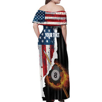 Personalized United States Billiards Family Matching Off Shoulder Maxi Dress and Hawaiian Shirt Eagle On Fire 8 Ball - Wonder Print Shop